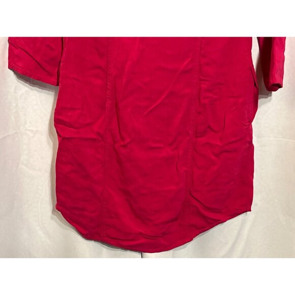 Guess Womens Pink Button-Up Tunic Shirt Dress With 3/4 Sleeves & Chest Pockets - Picture 6 of 10